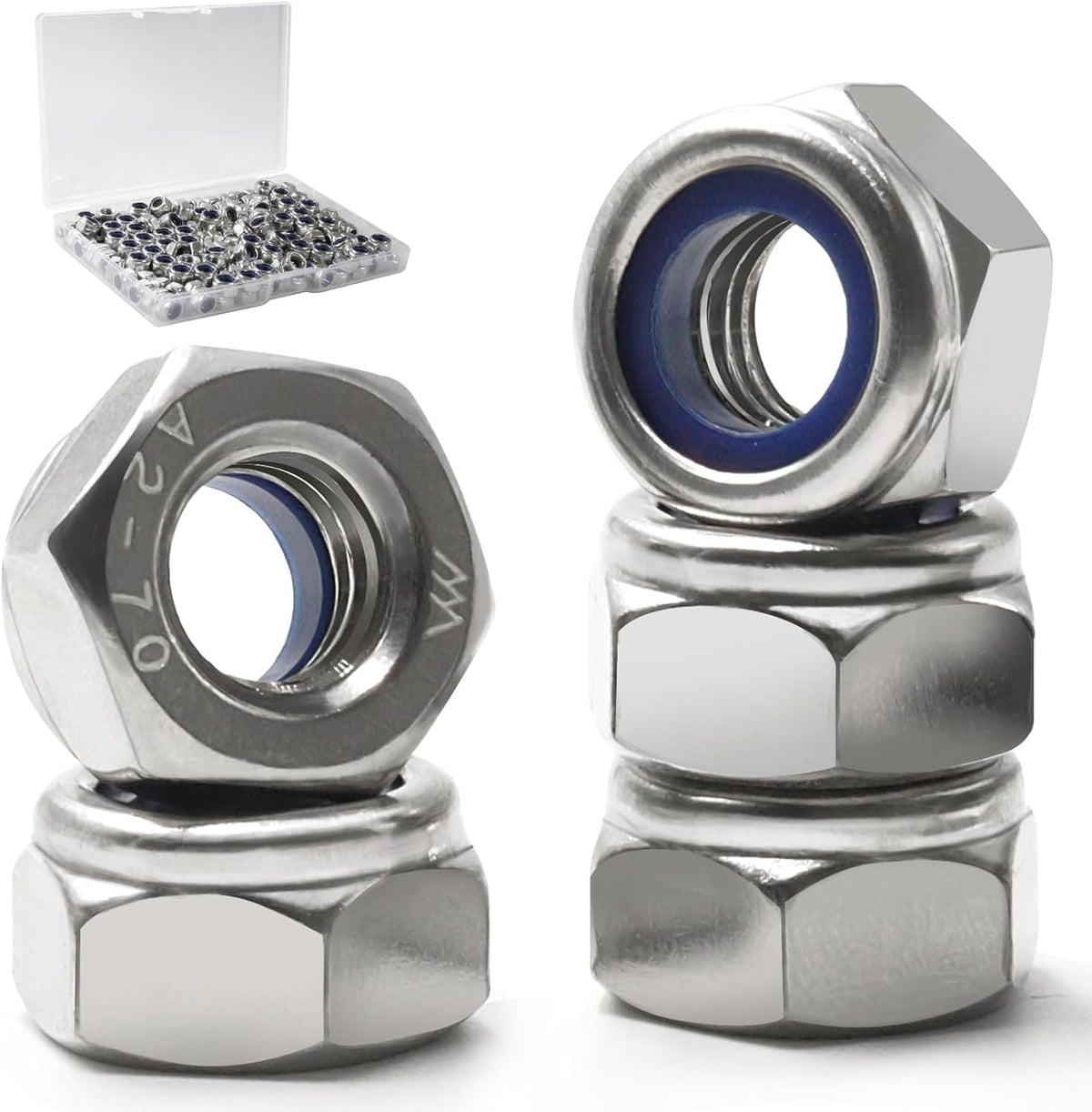 1/4-20 Lock Nut, 110Pcs Stainless Steel Nylock Insert Locking Nuts