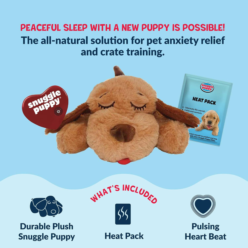 Snuggle Puppy Heartbeat Toy, Calming Comfort, Medium Breeds - Biscuit | Calming heartbeat toy, crate training comfort, heat pack, new puppy essentials, first nights, sleep, medium breeds 25-70 lbs