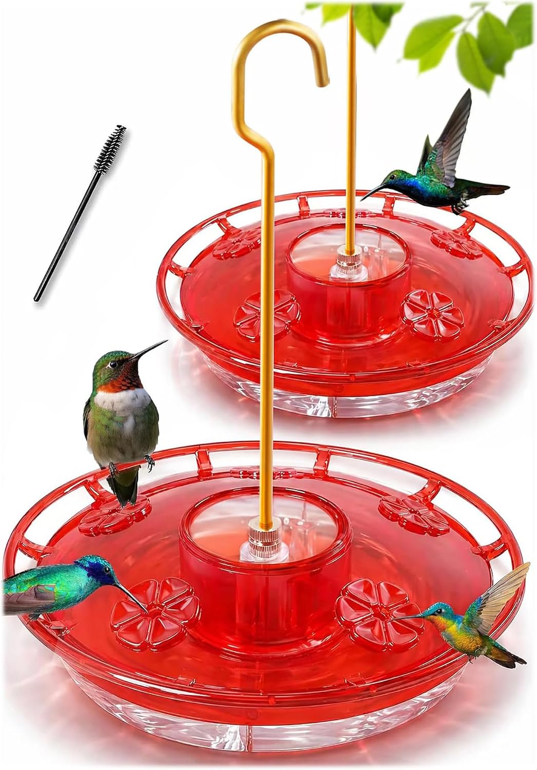 eWonLife 2 Pack 16 oz Saucer Hummingbird Feeders for Outdoors, Garden Decor