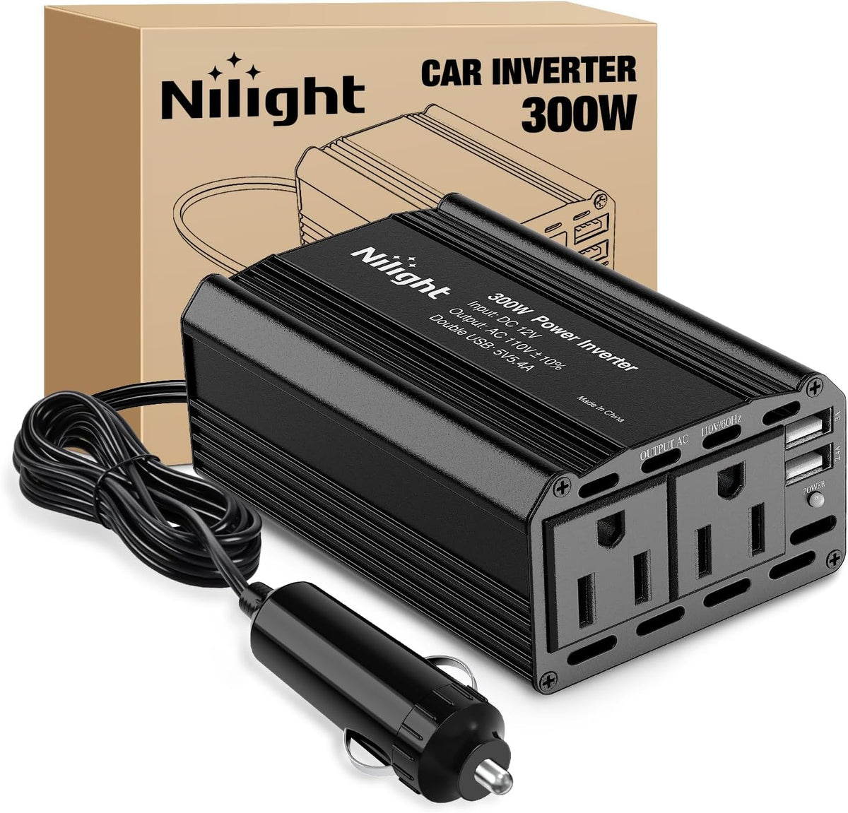 Nilight 10003W 14 Ft Male-to-Female Extension Cord Cable Heavy Duty 12V/24V Car Charger with Cigarette Lighter Socket,2 Years Warranty, red