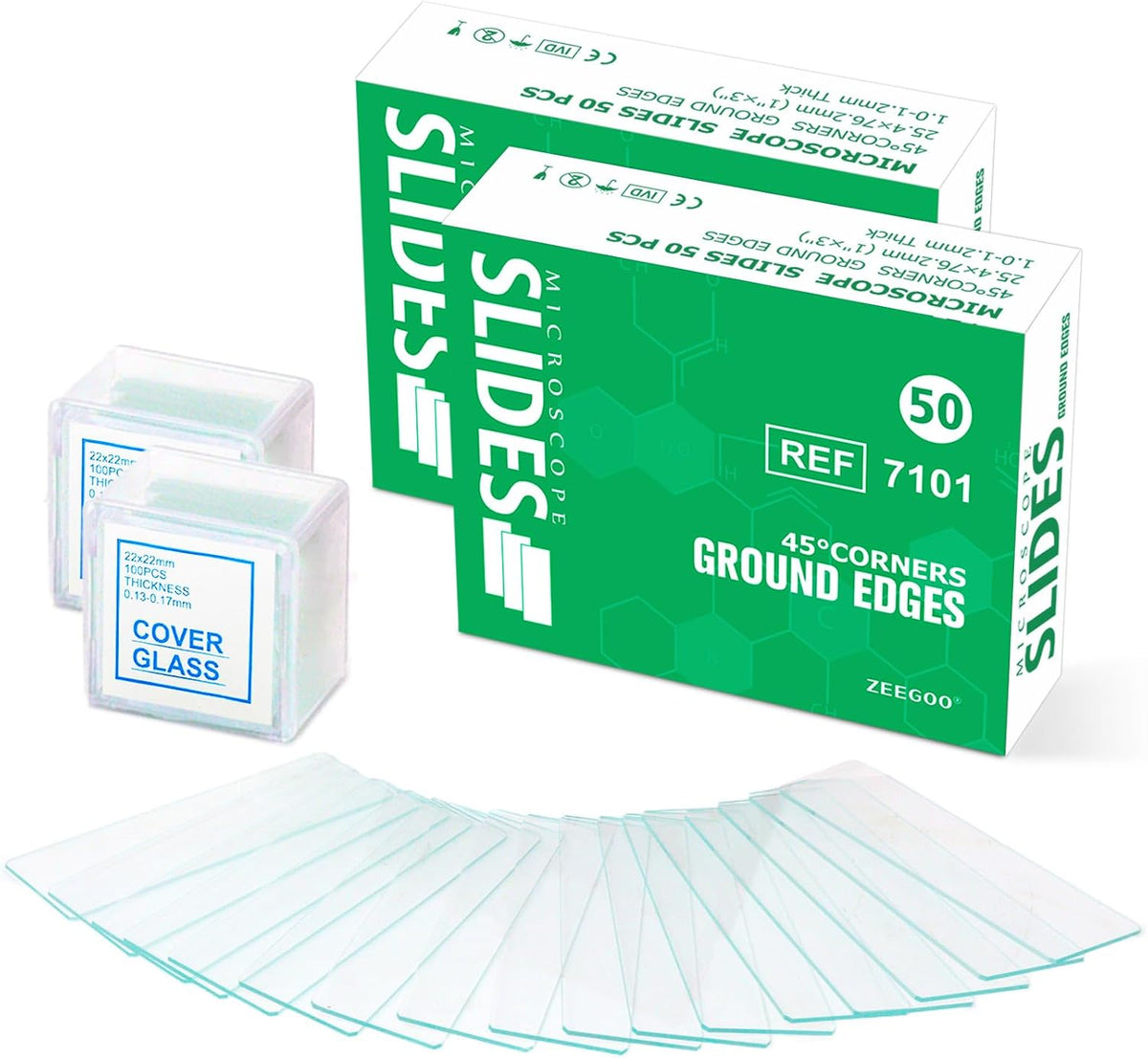 ZEEGOO Microscope Slides and Covers, 50 Blank Glass Slides + 100 Coverslips