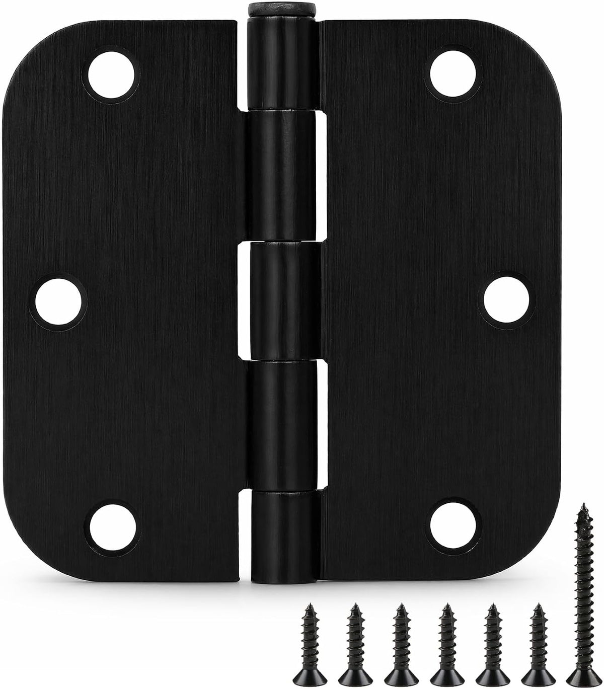 TDCHINGES Rounded Matte Black Door Hinges 3.5 Inch 5/8" Radius Flat 30 Pack