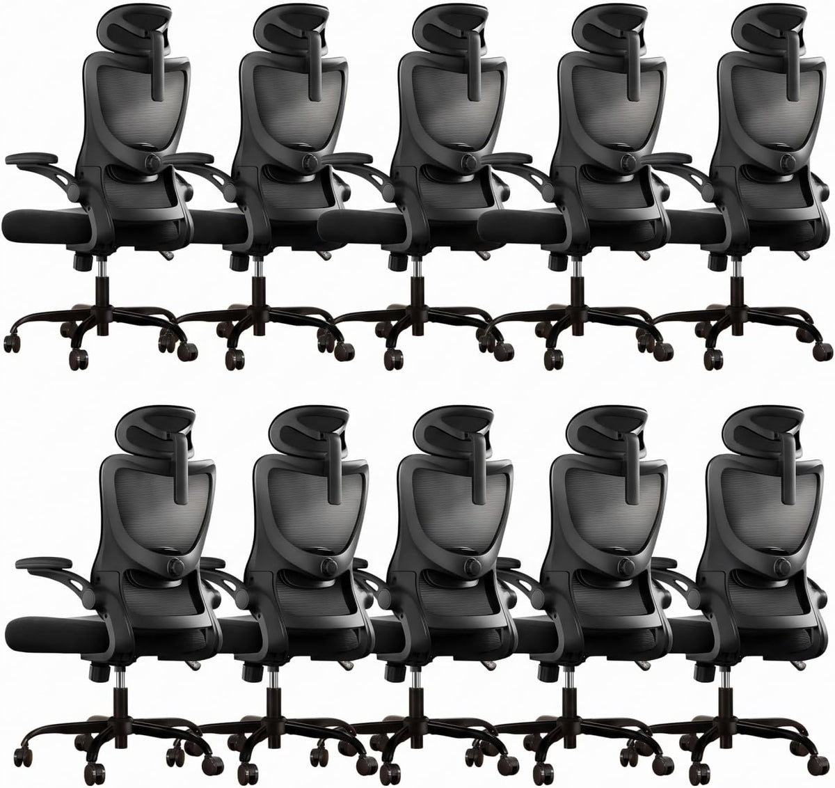 Marsail Ergonomic Office Chair: Office Desk Chair with High Back Mesh and Adjustable Lumbar Support Rolling Work Swivel Task Chairs with Wheel 3D Armrests and Headrest