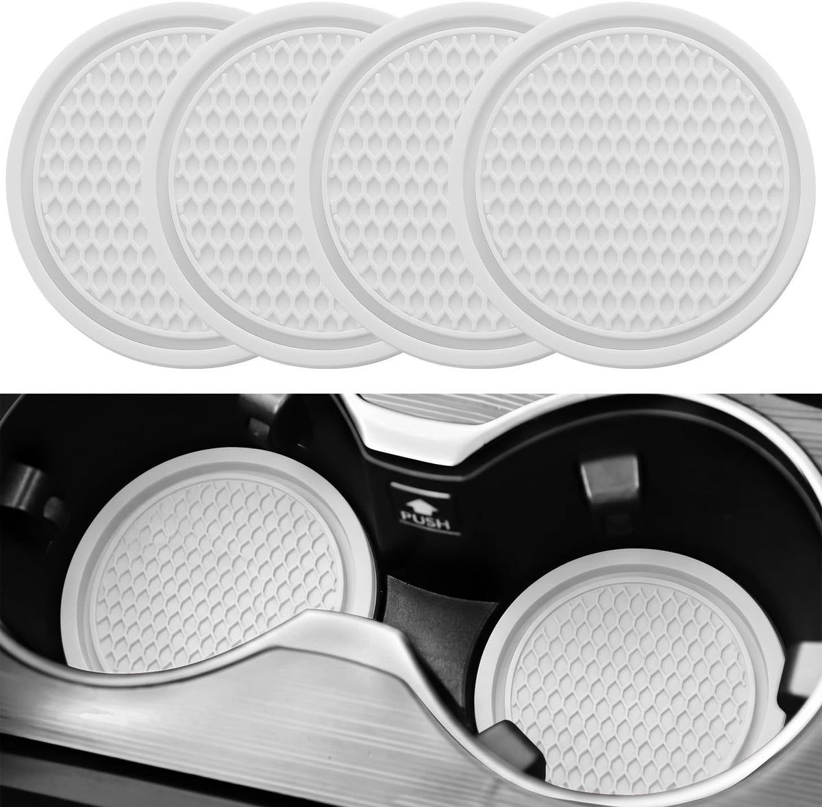 SINGARO Car Cup Coaster, 4PCS Universal Non-Slip Cup Holders Embedded in Ornaments Coaster, Car Interior Accessories, Red