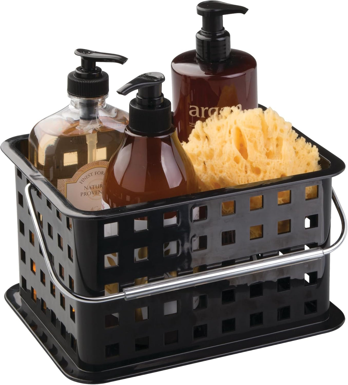 iDesign Portable Shower Caddy Basket with Handle, White