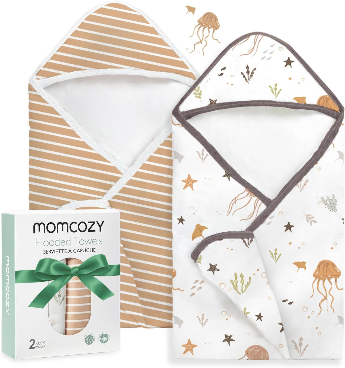 Momcozy Baby Towels, Soft Absorbent Bath Towel for Newborn&Toddler,Lemon