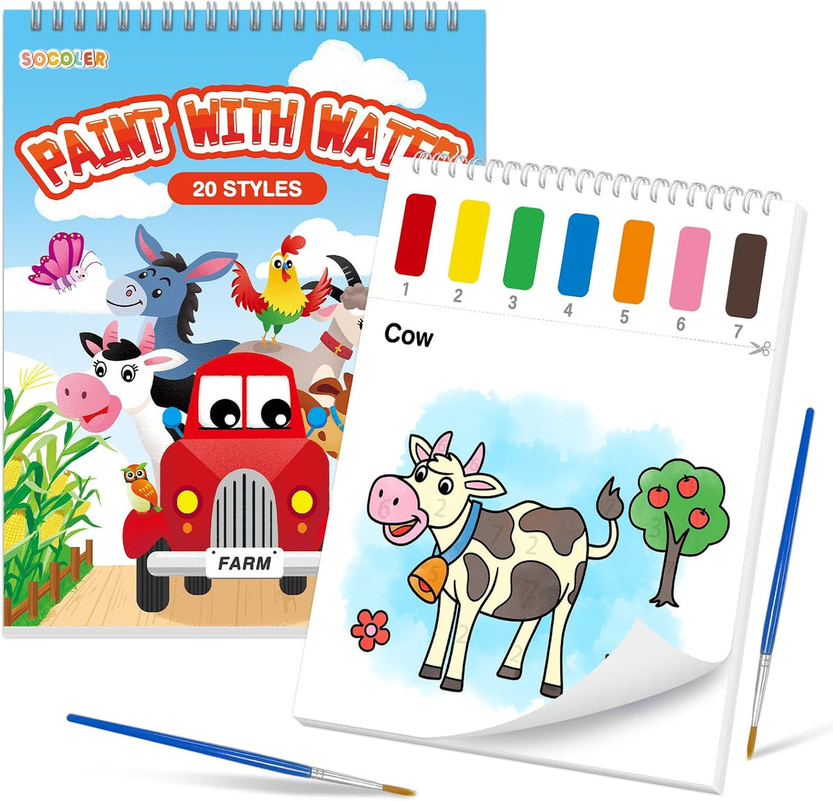 SOCOLER Paint with Water Coloring Books for Kids & Toddlers Boy-Traffic