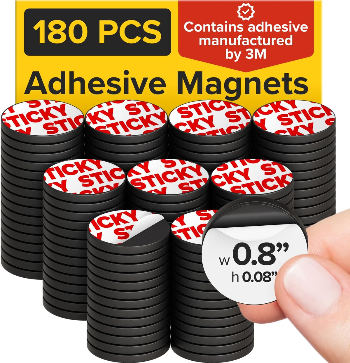 Sticky Flexible Adhesive Magnets for Crafts, 0.8"x0.08" (20x2mm), 120 pcs