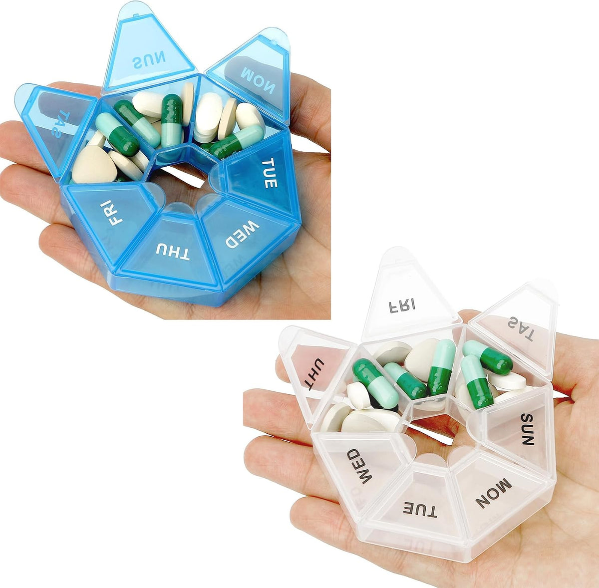 Pill Organizer, Pill Box, Small Pill Case, Medicine Pill Organizer 1 Time a Day, Weekly Pill Organizer, Pill Container, Pill Holder, Daily Pill Organizer Travel Pill Organizer 7 Day (Black)