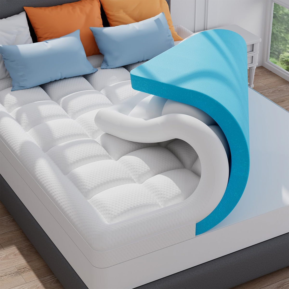 ELEMUSE Twin XL College Dorm Essentials 3 Inch Memory Foam Mattress Topper