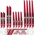 12-Piece Bi-Metal Reciprocating Saw Blade Set，Premium 6 & 8 & 9 Inch Wood & Metal Cutting Saw Blades withstorage Box，Long-Lasting Pruning Blades