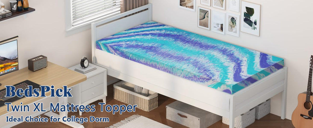 Bedspick 3 Inch Twin XL Mattress Topper - Gel Infused Memory Foam Extra Long Single Bed Topper Pad for College Dorm, Plush Feel, Pressure Relieving, CertiPUR-US Certified