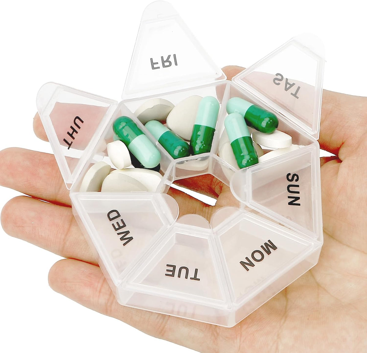 Pill Organizer, Pill Box, Small Pill Case, Medicine Pill Organizer 1 Time a Day, Weekly Pill Organizer, Pill Container, Pill Holder, Daily Pill Organizer Travel Pill Organizer 7 Day (Black)
