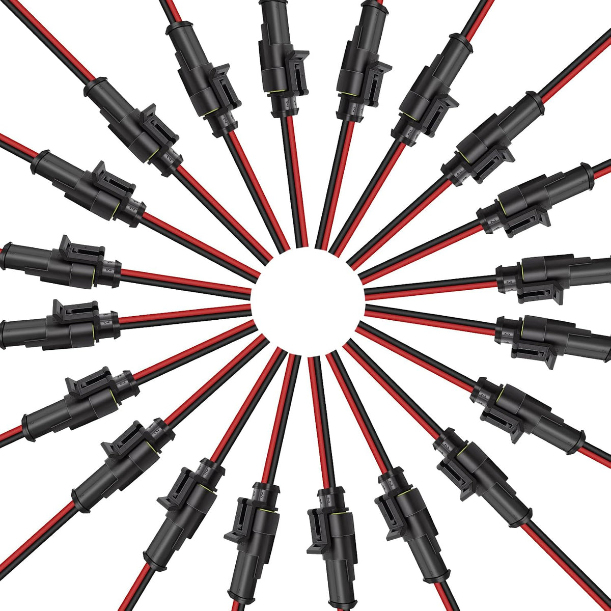 BFXM 10Pcs Car Waterproof Electrical Connector, 16 AWG 2 Pin Connector