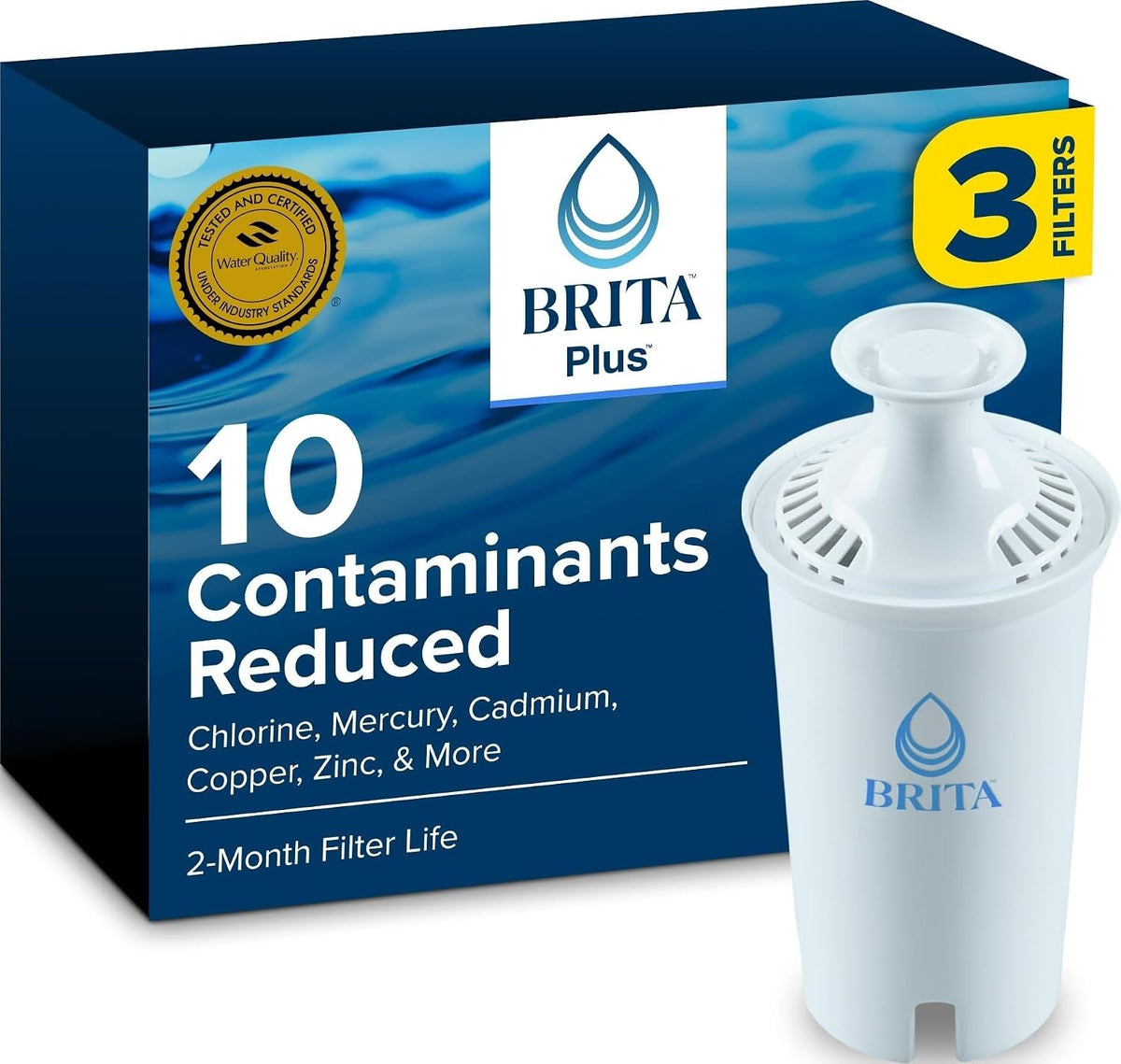 Brita Plus Replacement Water Filter, For Pitchers and Dispensers, 4 Pack
