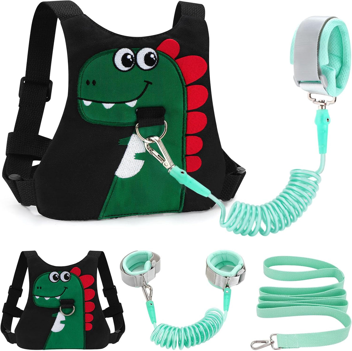 Toddler Leash-Baby Walking Safty Harness and Child Anti Lost Wrist Link for Girls/Boys Travel (Green)