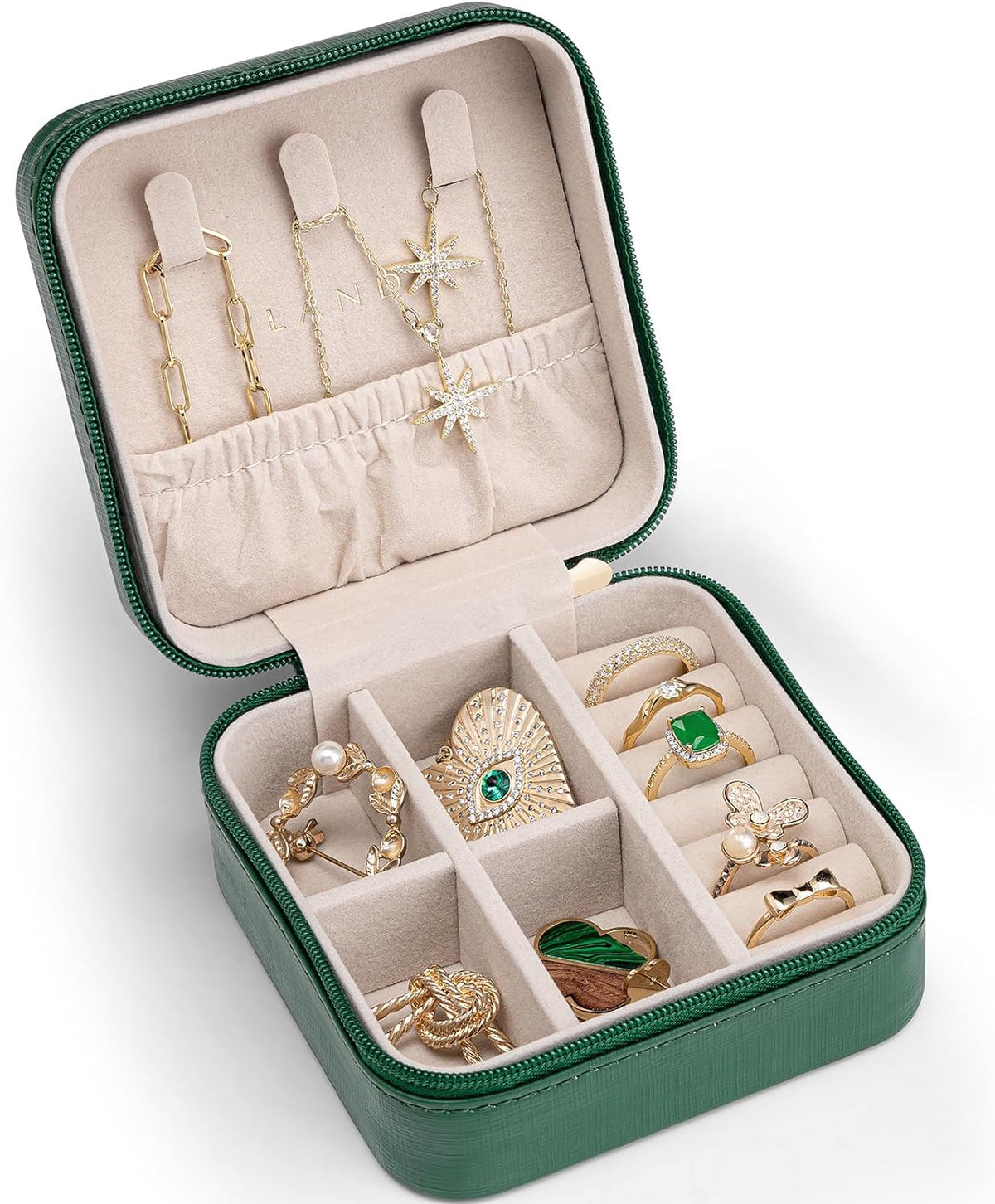 VLANDO Travel Jewelry Case, Compact Design, Necklace Hook, Anti-Tangle
