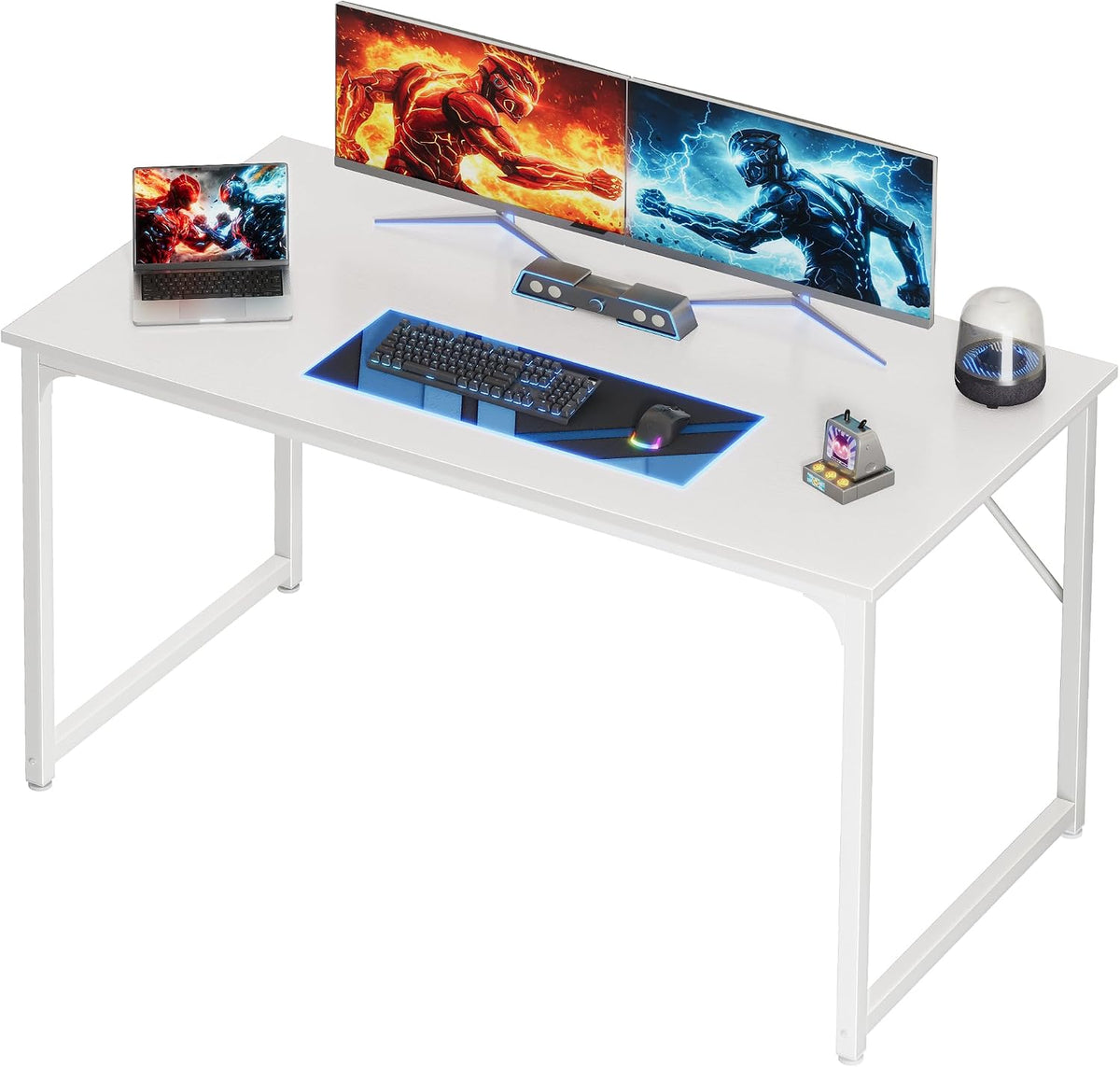 PRAISUN 47 X 24 Inch Computer Desk with Deeper Desktop, Gaming Office Writing Work Desk for Home Office, Study, Bedroom, Work from Home, Metal Frame, Rustic Brown