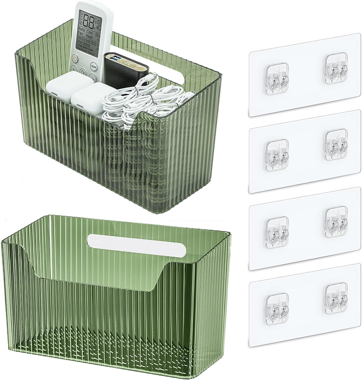 Lae Nuvole Adhesive Cabinet Door Organizer, 2 Pack Wall Shower Caddy, Clear