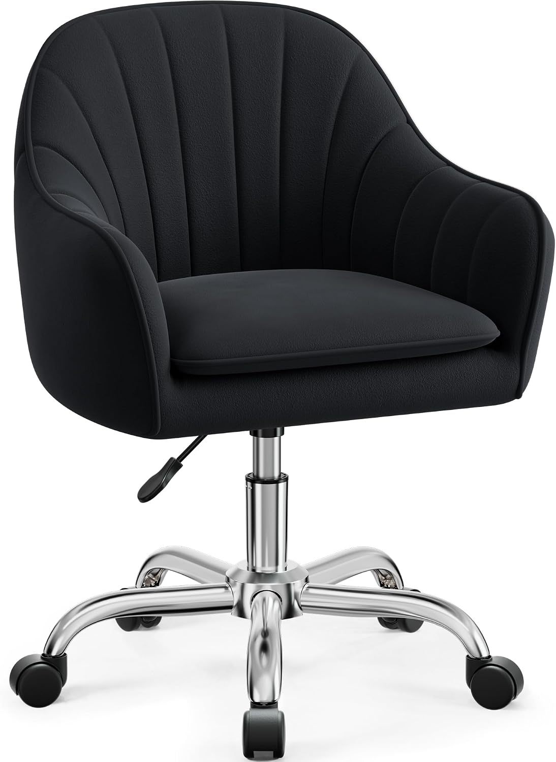 Vanity Chair with Wheels, Comfy Home Office Desk Chairs Adjustable Modern Velvet Makeup Vanity Chairs for Bedroom Living Room-Green