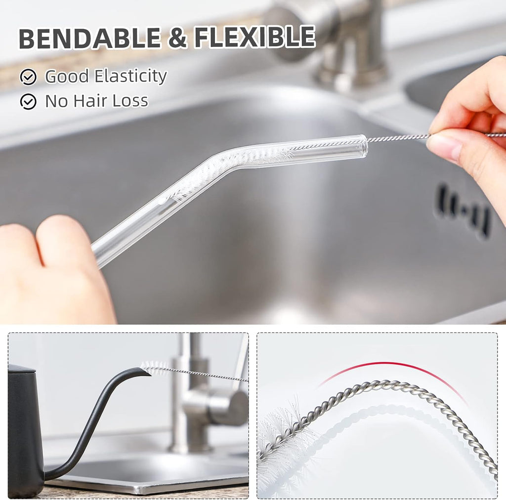 Hiware Straw Cleaner Brush Set, 8-Piece Long Cleaning Brush for Straws on Tumbler, Water Bottle, Sippy Cup, and Pipes, Tubes or Hummingbird Feeders