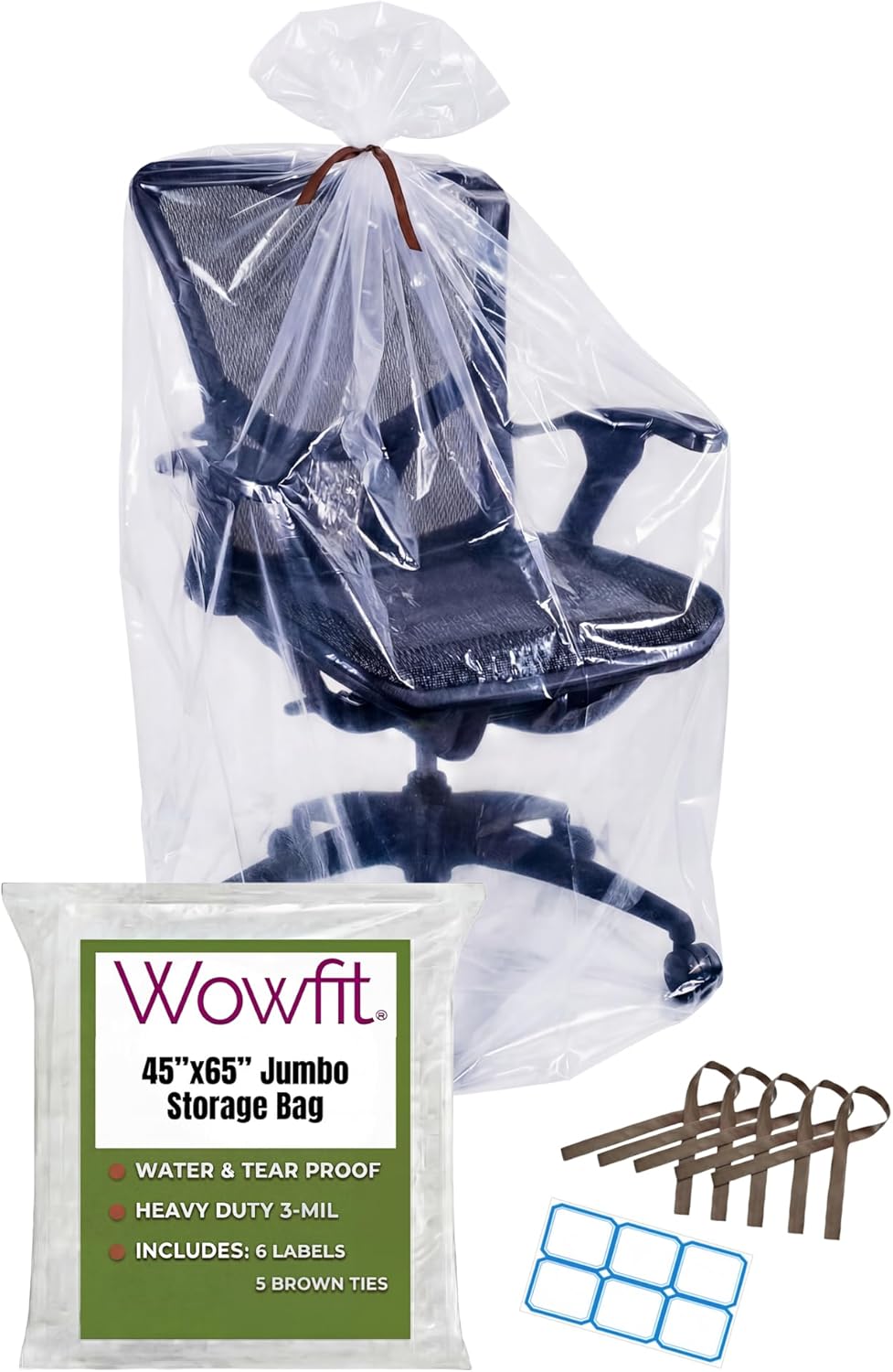 Wowfit Giant Large Plastic Bags for Furniture, Chairs, 45x65, 5 CT, 3 Mil
