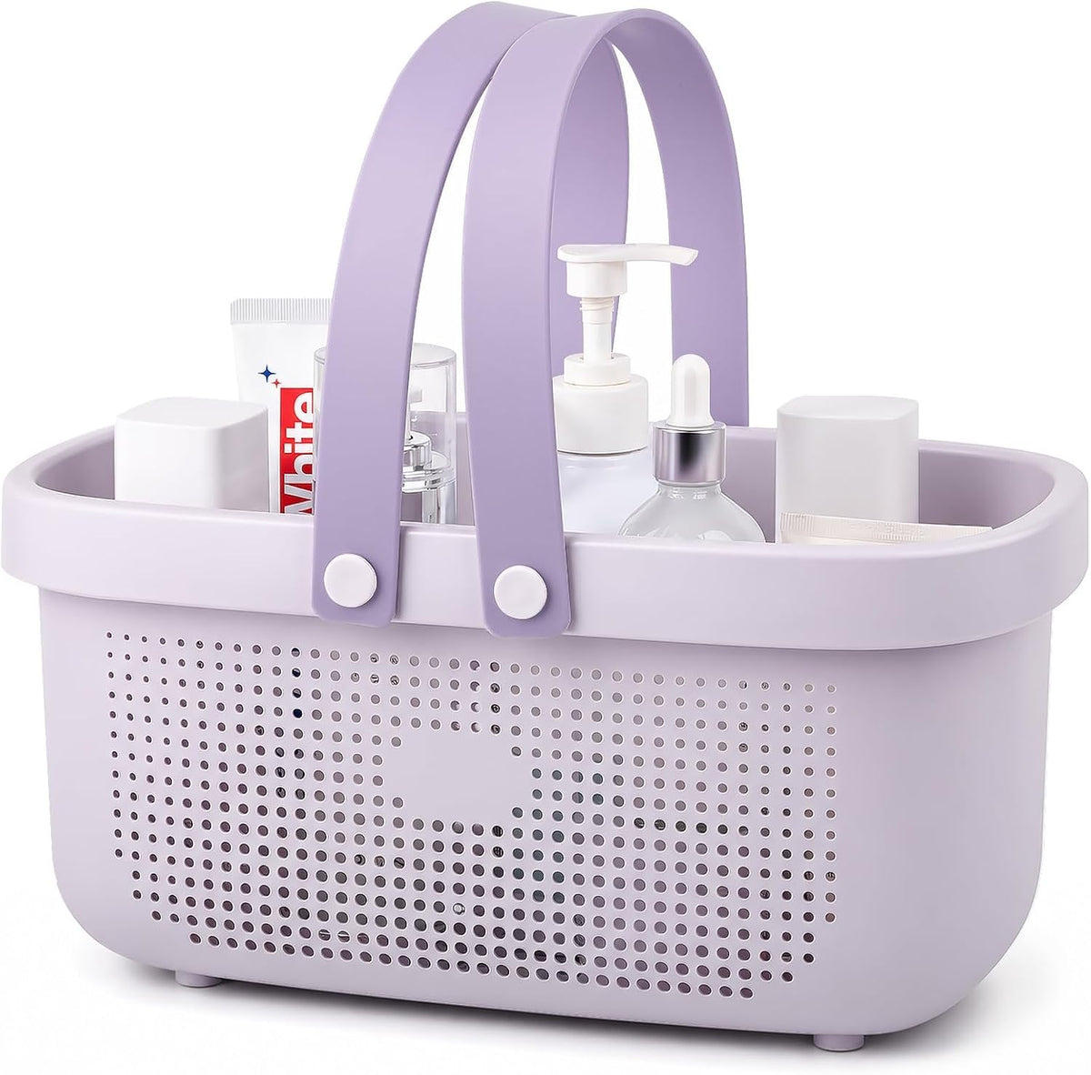 JiatuA Plastic Storage Basket with Handle Portable Shower Caddy Tote Organizer Basket Bin for Bathroom Kitchen Dorm Room Bedroom, Green