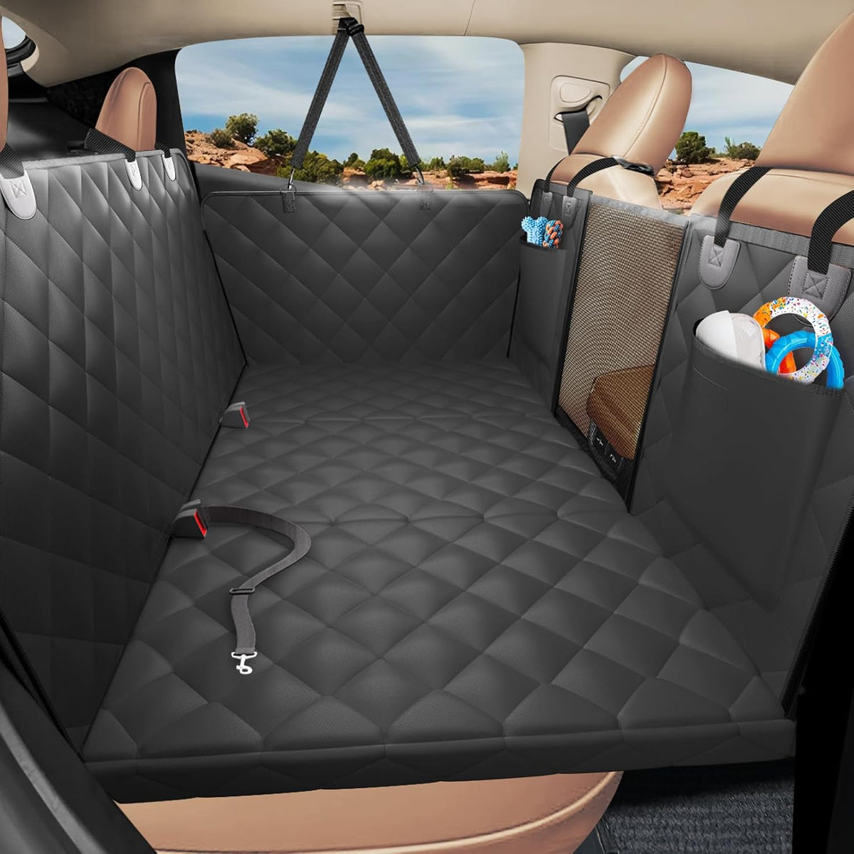 Hard Bottom Dog Car Seat Cover for Back Seat, Back Seat Extender