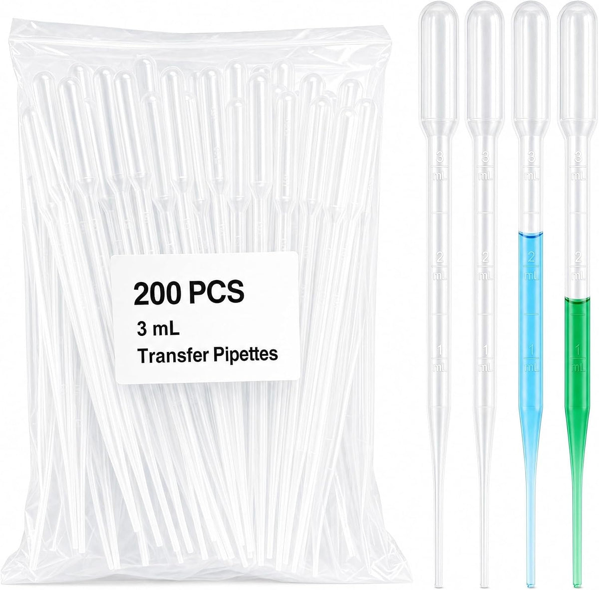 Zkupanx 20-Pack 3mL Disposable Plastic Dropper Pipettes for Resin & Oils