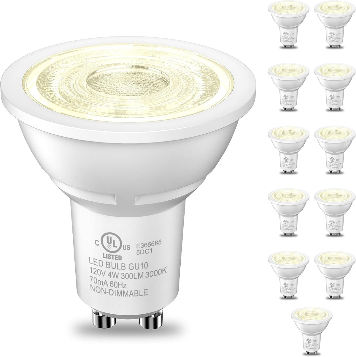 TJOY GU10 LED Bulbs, MR16 Track Light Bulbs, 4W 5000K Daylight, 6 Pack