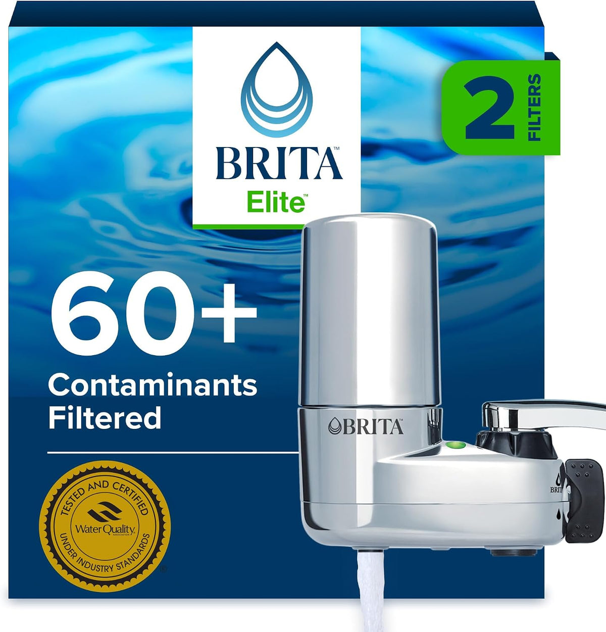 Brita Faucet Mount Water Filter System, Includes 2 Filters, Chrome