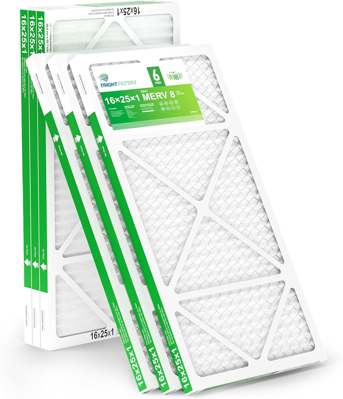 TRIGHTFILTERS 20x20x1 Air Filter 2 Pack, MERV 8 Filter Replacement