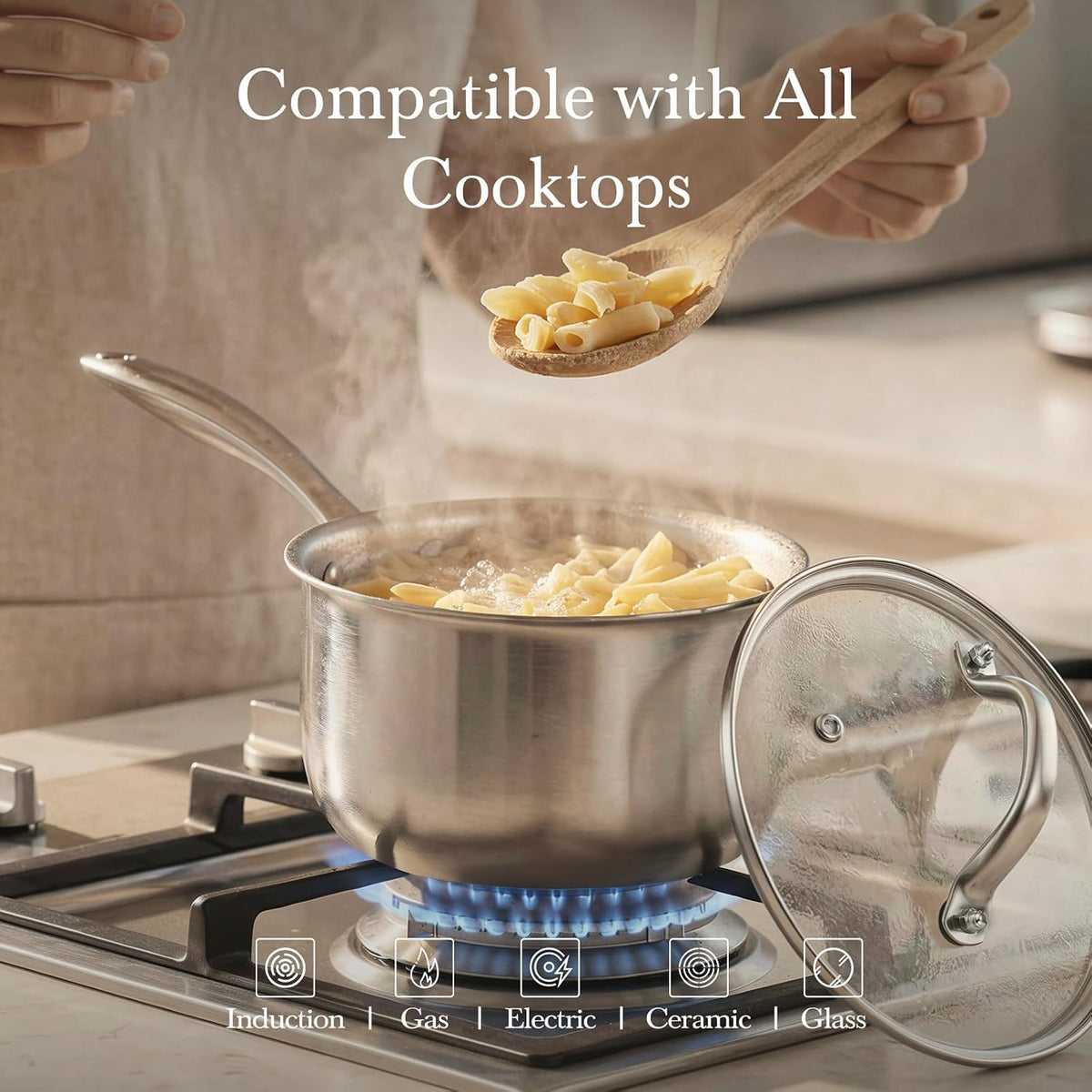 Tri-Ply Stainless Steel Pot 1.5Qt & 2.5Qt with Lids