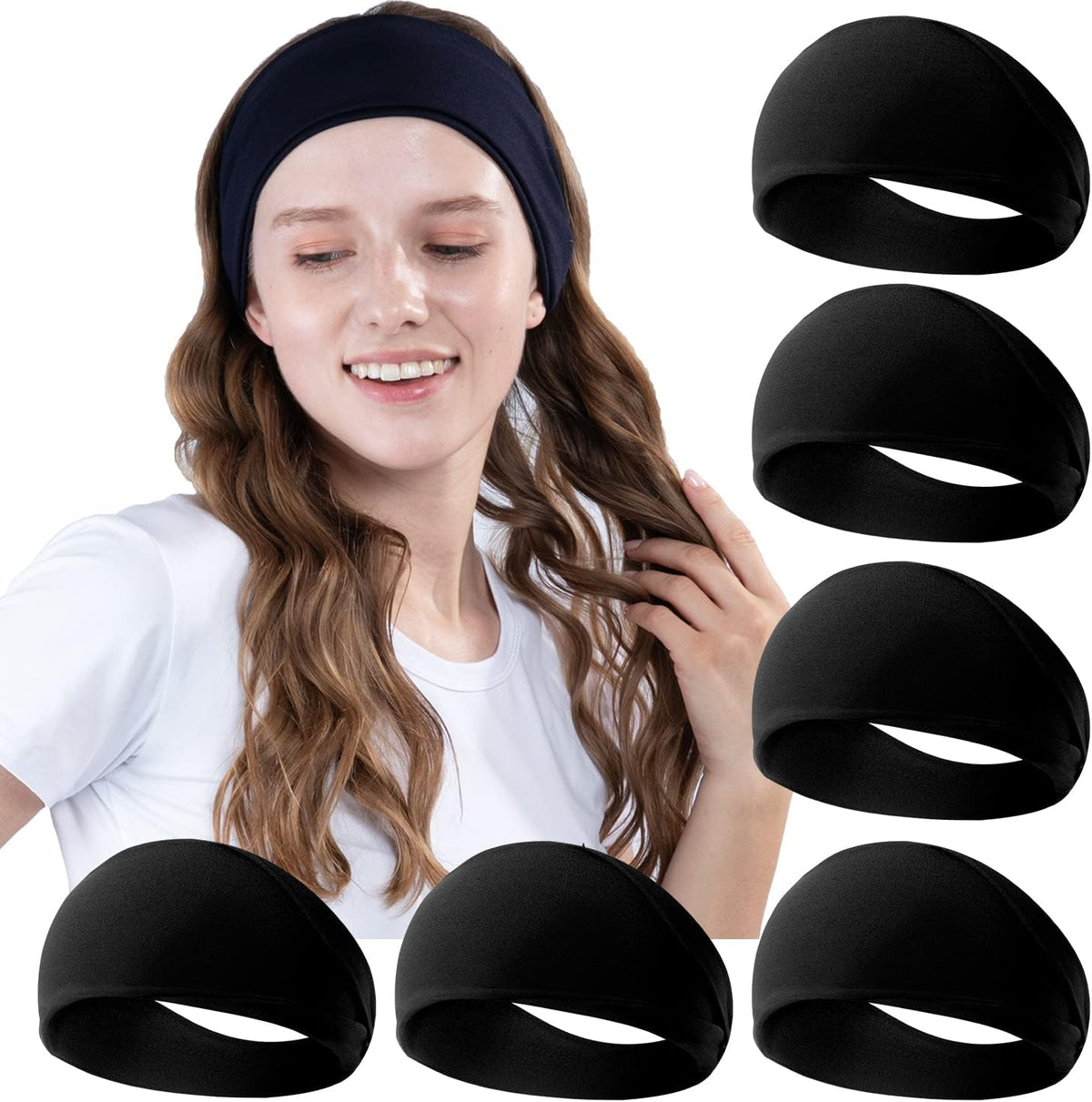 RITOPER Workout Wide Headbands for Women Non Slip, Super Soft Yoga Running Exercise Head Bands, Elastic Sweat Band Hair Bands for Women's Hair, Womens Solid Headband Hair Wrap