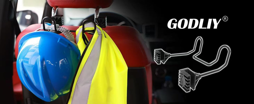 GODLIY Hard Hat Holder for Truck, Heavy-Duty Metal Car Headrest Hooks