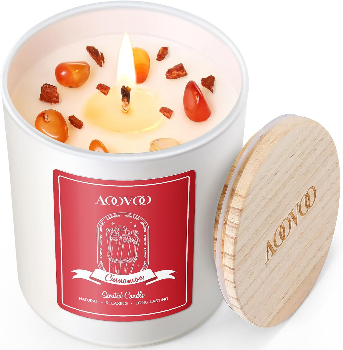 AOOVOO Lavender Scented Candles for Women - Aromatherapy Candle with Crystals Inside, 10oz Soy Candles for Home Scented, Birthday Gifts Mothers Day Candle for Women Mom