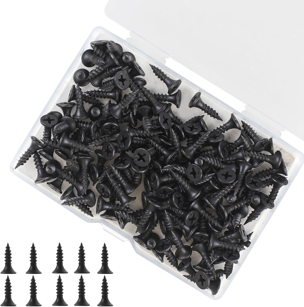 Wood Screws Assortment, 168 PCS #6 Black Flat Head