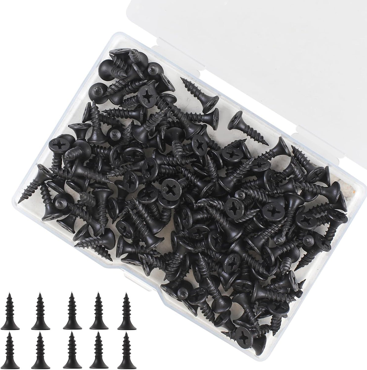 Wood Screws Assortment, 168 PCS #6 Black Flat Head