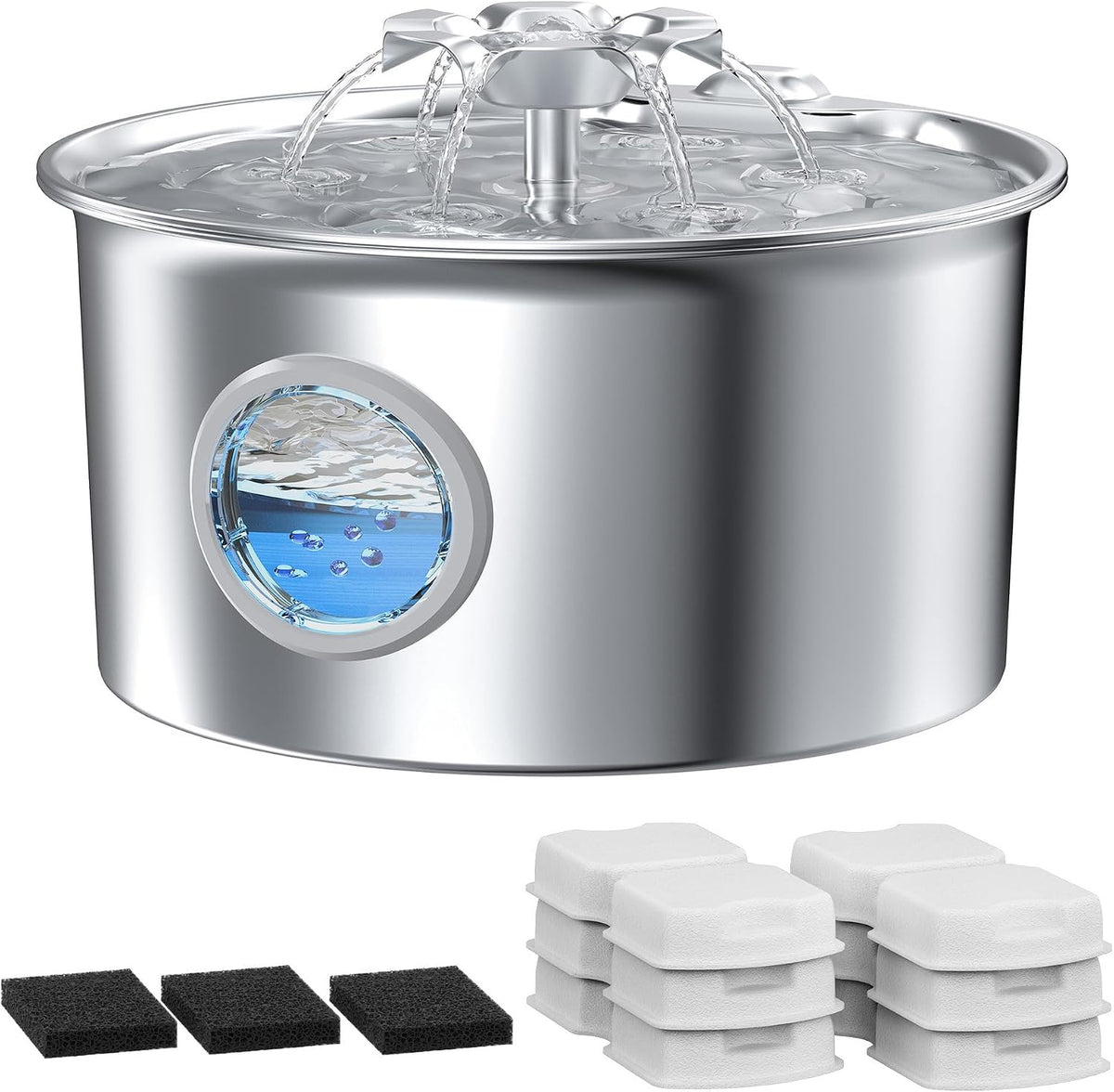Stainless Steel Cat Water Fountain: 88oz/2.6L Pet Fountain for Drinking