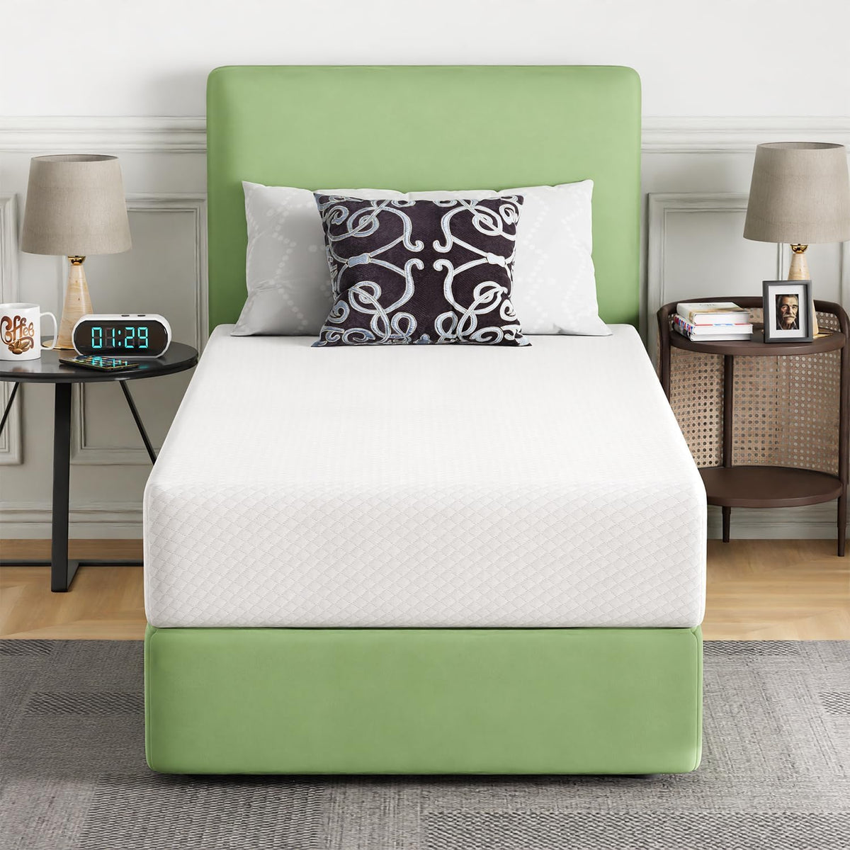FDW | 8 Inch Twin Mattress | Medium Firm | Gel Memory Foam | White