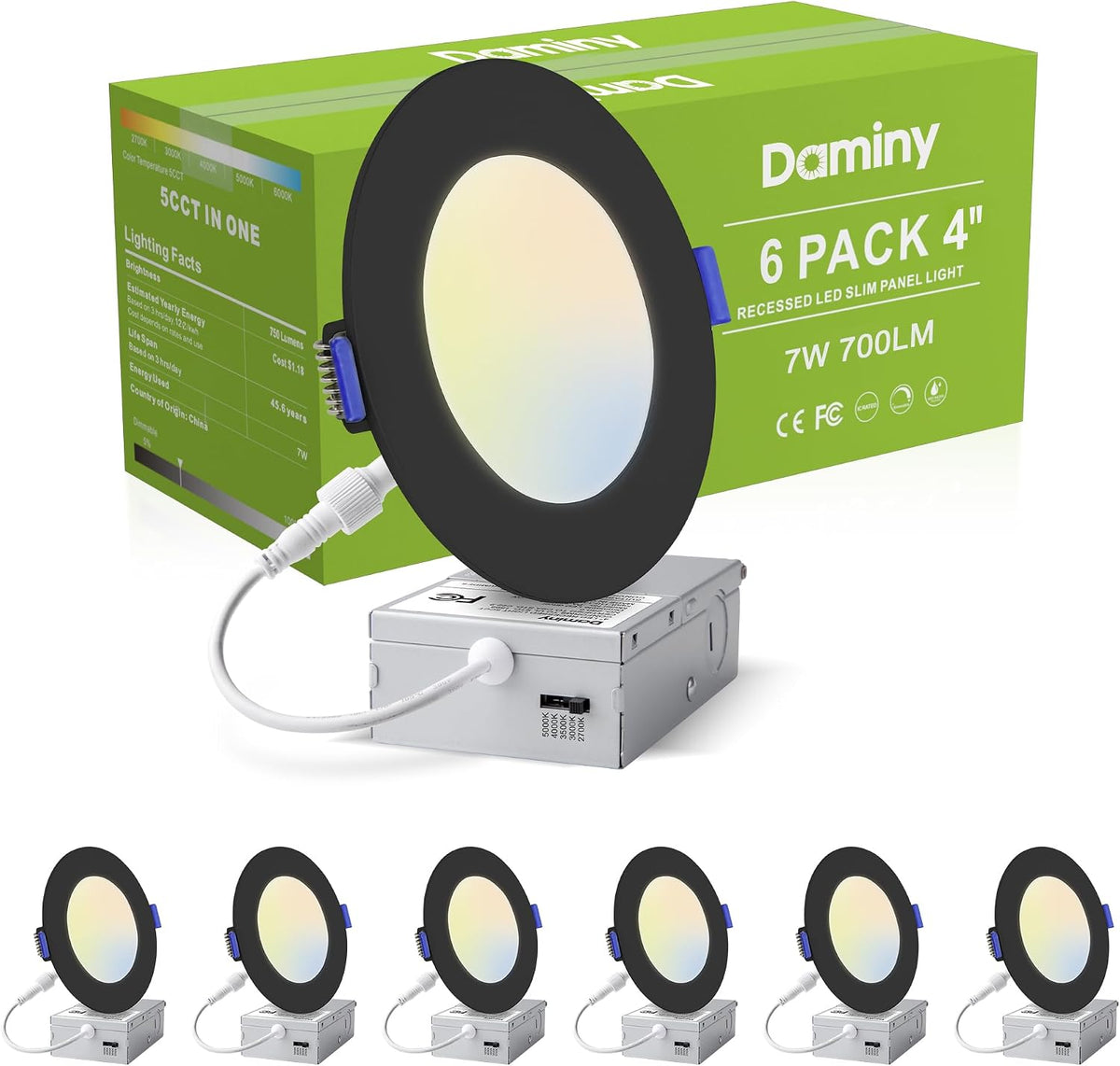 DAMINY 24 Pack 6 Inch LED Recessed Lighting, Canless Wafer Downlight, White