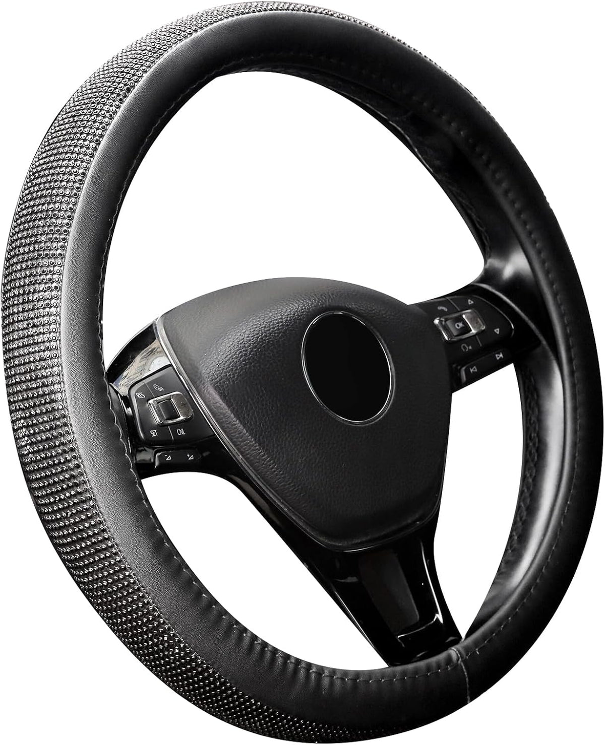 New Diamond Leather Steering Wheel Cover with Bling Crystal Rhinestones