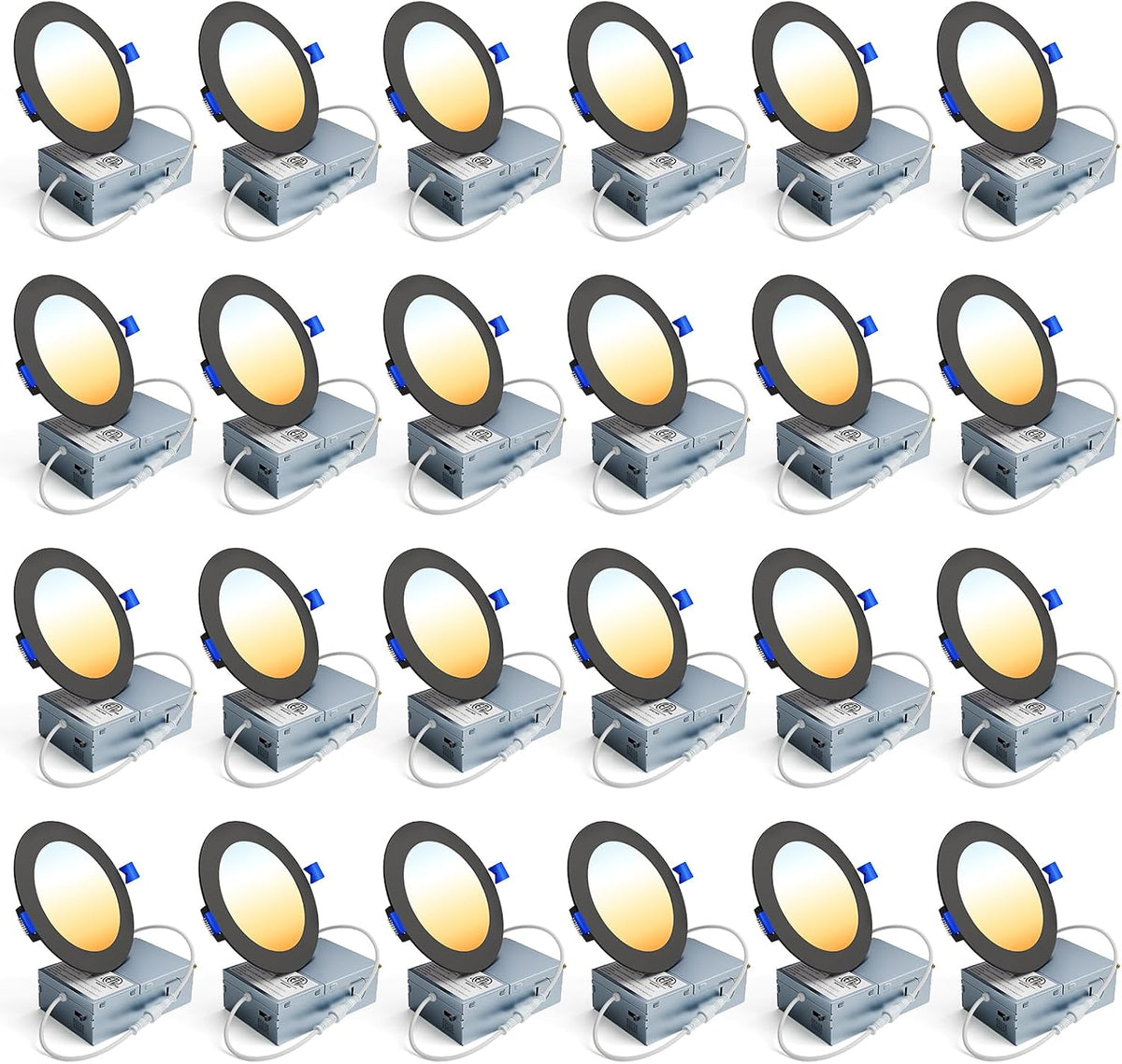 Ensenior 24 Pack 6 Inch LED Recessed Ceiling Light, 5CCT, 1200LM 12W 120V