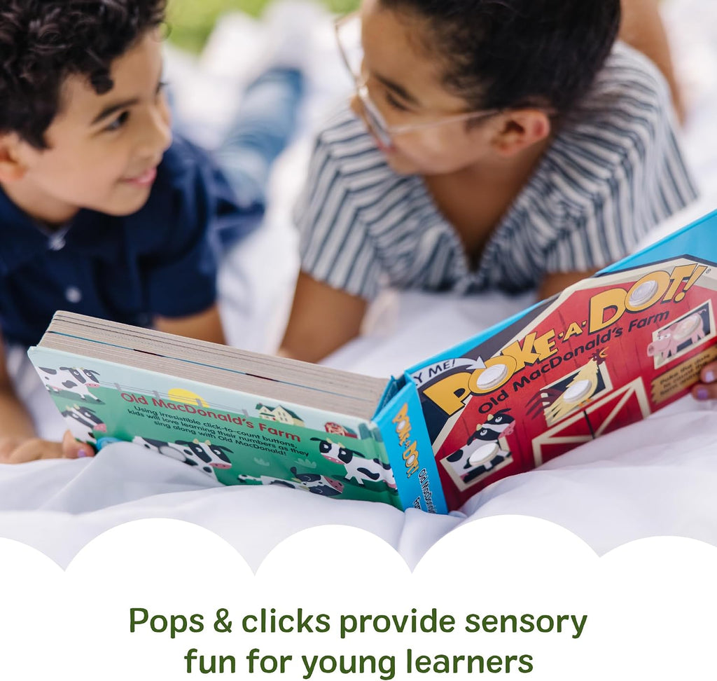 Melissa & Doug Poke-a-Dot! Old MacDonald’s Farm, Interactive Children's Board Book with Buttons to Pop, Educational Sensory Toy for Toddlers & Preschoolers Ages 3+ - FSC Certified