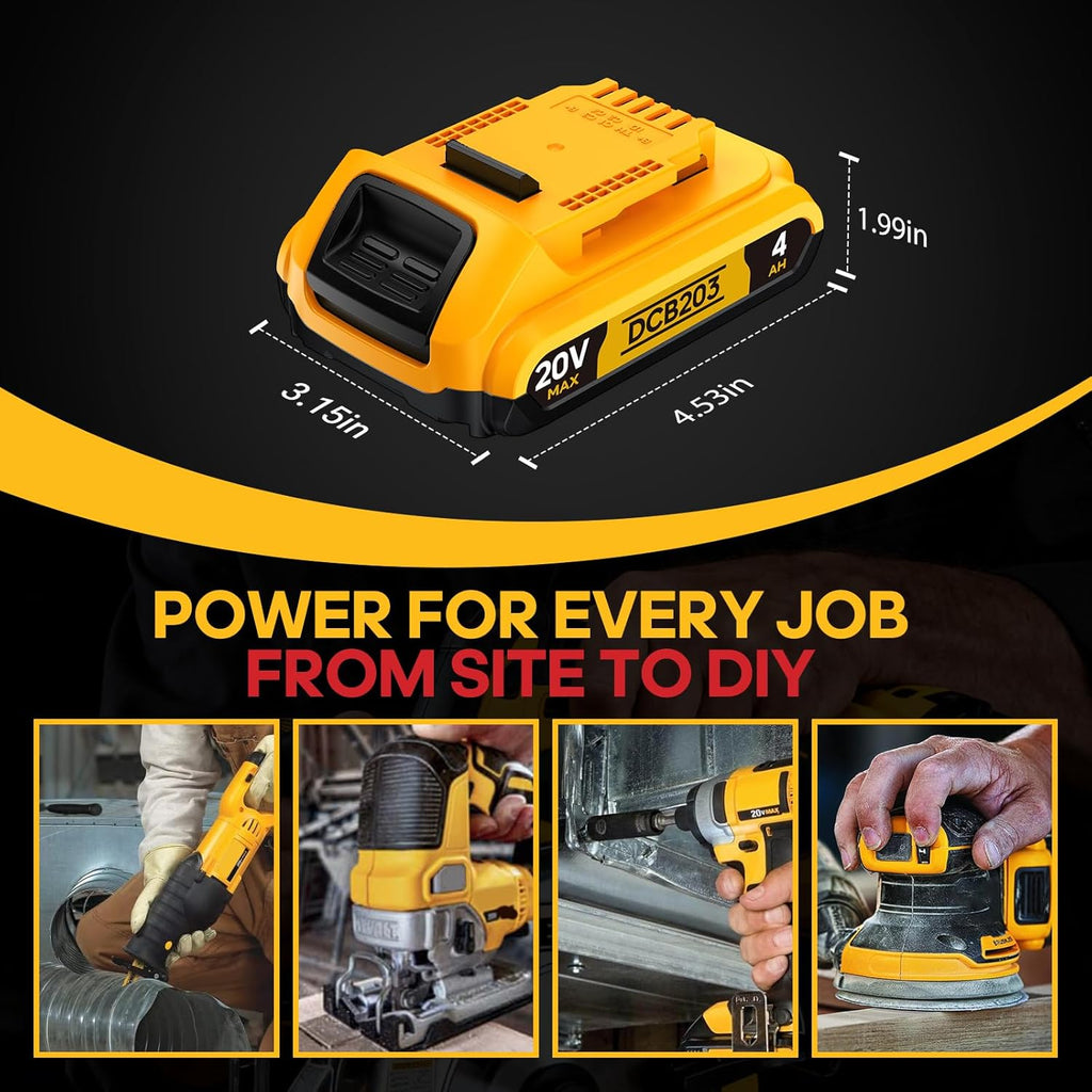 4Ah Replacement Compatible for Dewalt 20V MAX Battery with High Capacity