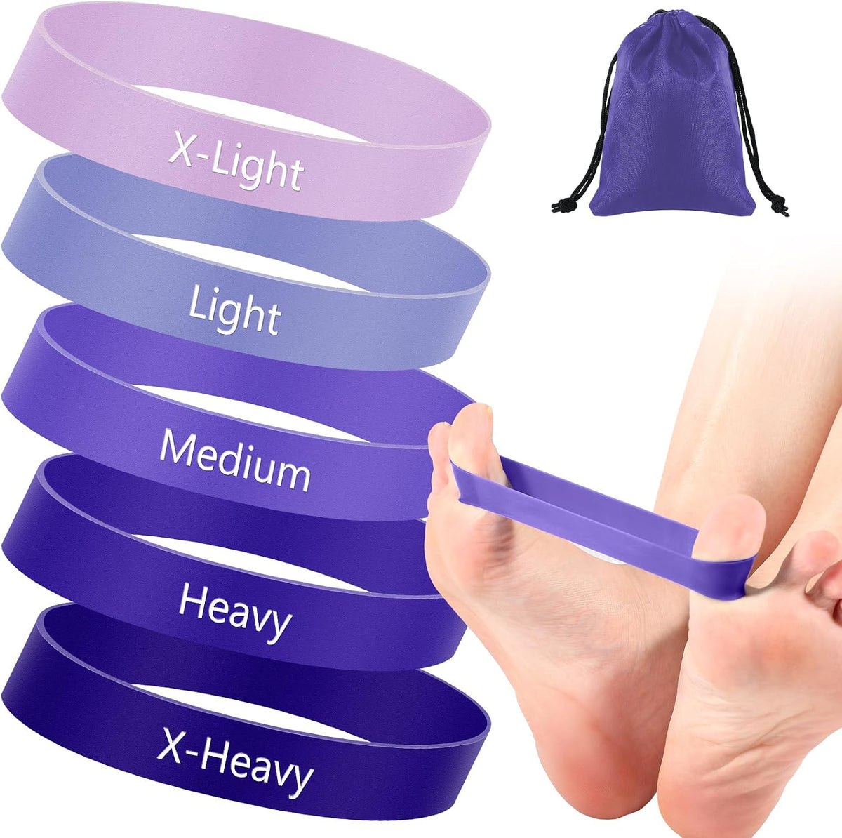 WinnerWhy 5 Pack Toe Exercise Bands Stretcher Separator Spacer,Multicolor