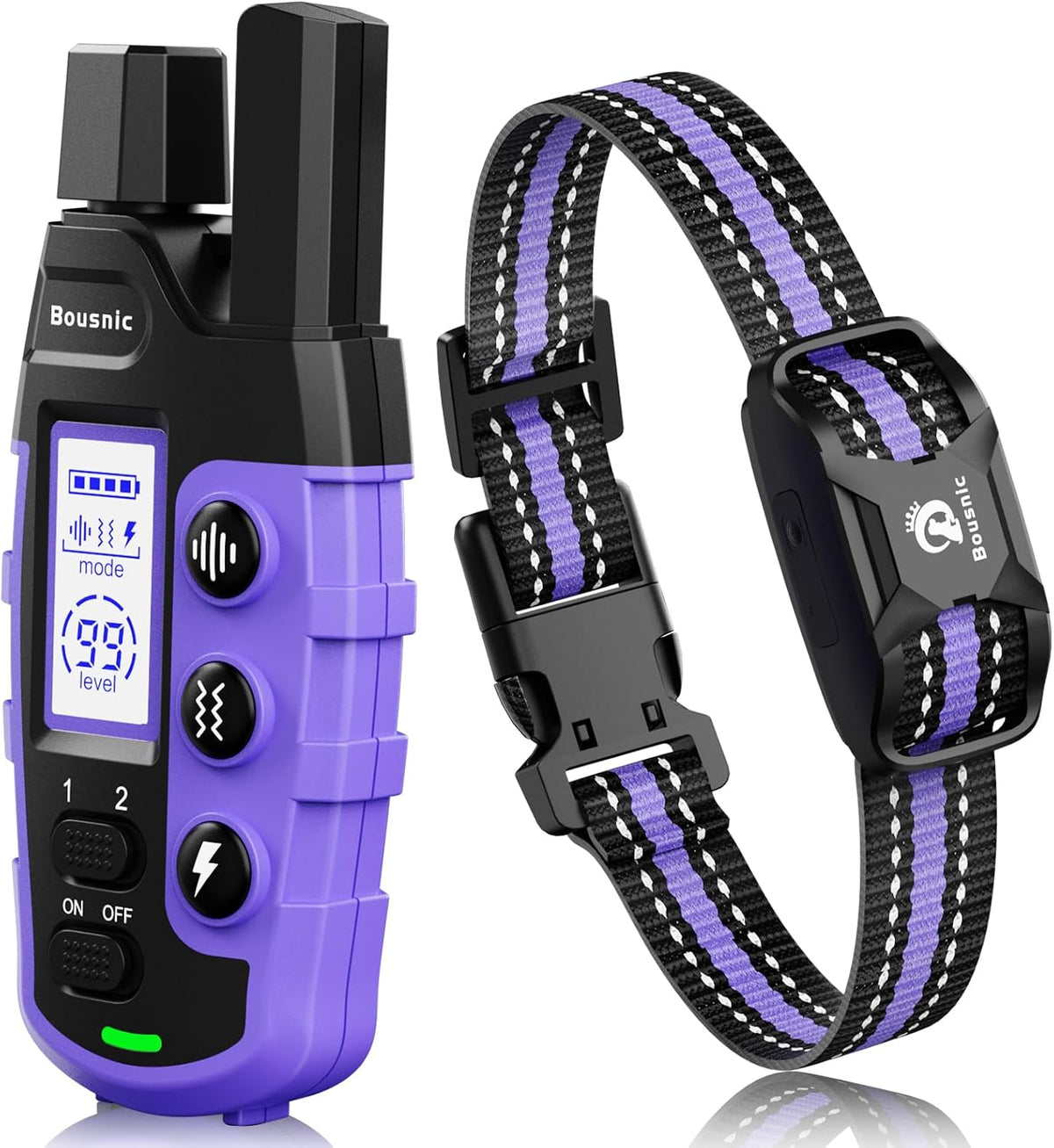 Bousnic Dog Shock Collar - 3300Ft Training Collar with Remote for 5-120lbs Small Medium Large Dogs Rechargeable Waterproof e Collar with Beep (1-8), Shake(1-16), Safe Shock(1-99) Modes (Black)