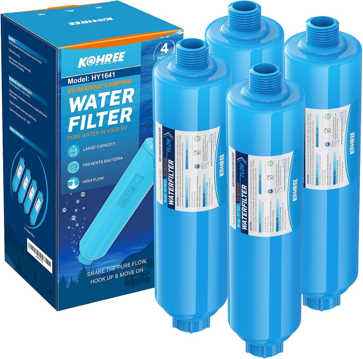 Kohree RV Water Filter, NSF Certified Inline Water Filter, BPA Free, 2 Pack