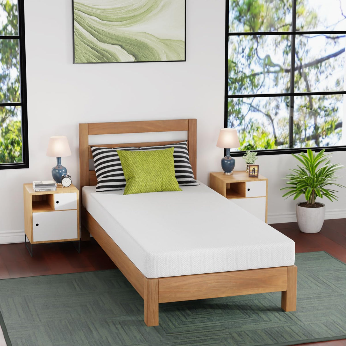 FDW | 8 Inch Twin Mattress | Medium Firm | Gel Memory Foam | White