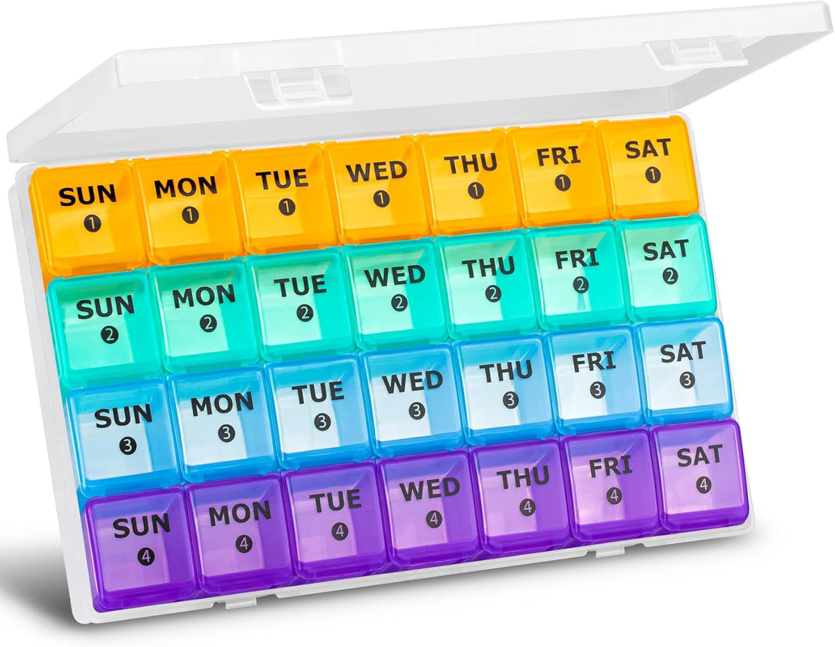 Mossime Monthly Pill Organizer 28 Day, Large 4 Week Medicine Dispenser